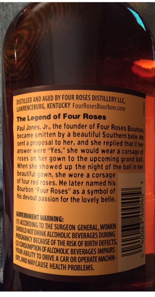 Four Roses Brent Elliott Bourbon - Four Roses Distillery LLC (750 mL) alcohol collectible [Barcode 040063400409] - Main Image 2