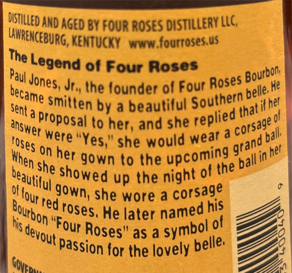 Four Roses Brent Elliott Bourbon - Four Roses Distillery LLC (750 mL) alcohol collectible [Barcode 040063400409] - Main Image 3