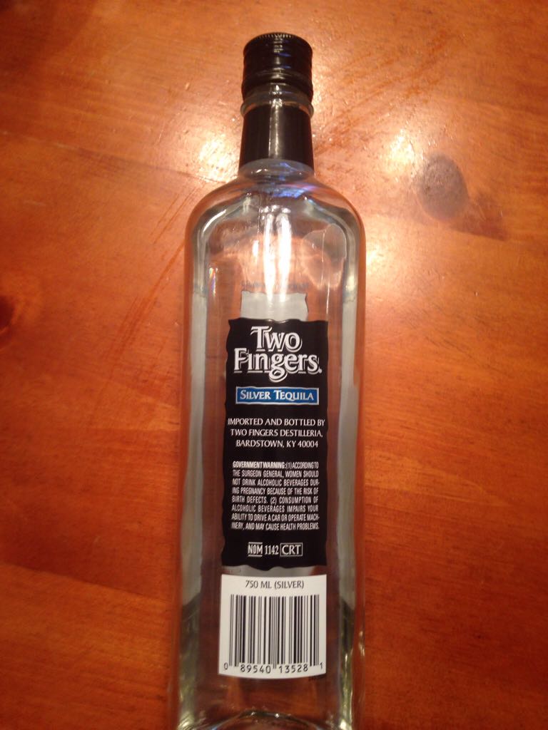 Two Fingers Silver Tequila - Two Fingers Destilleria (750 mL) alcohol collectible [Barcode 089540135281] - Main Image 2