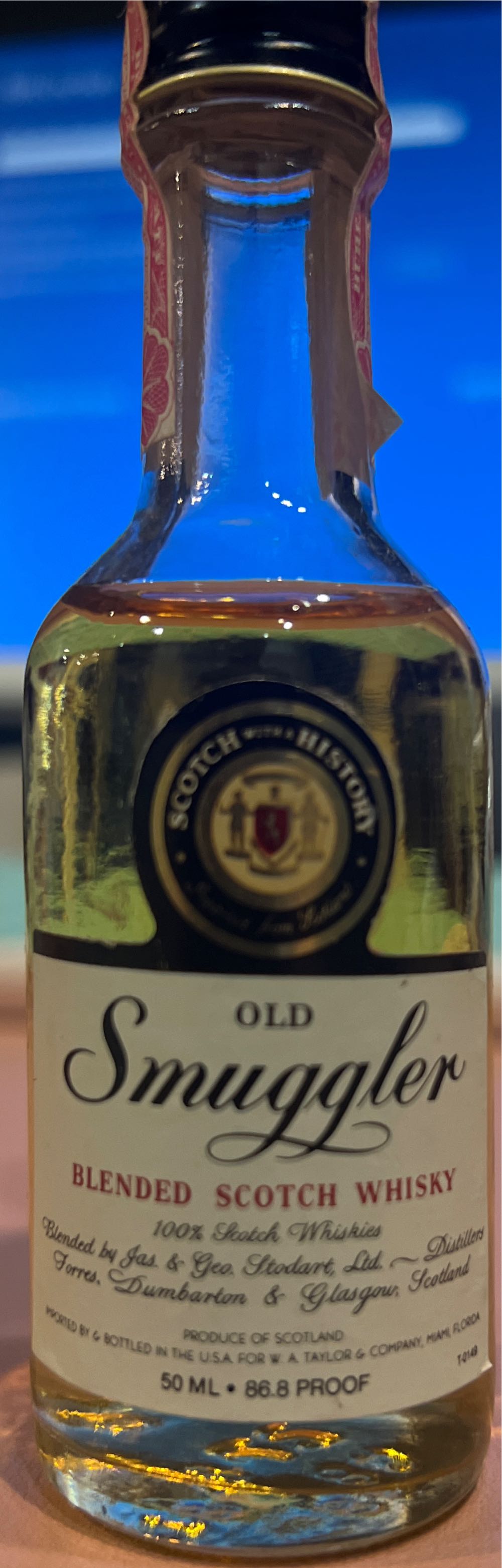 Old Smuggler Scotch Whiskey - Jas. & Geo. Stodart Ltd. (50mL) alcohol collectible [Barcode 089540178684] - Main Image 2