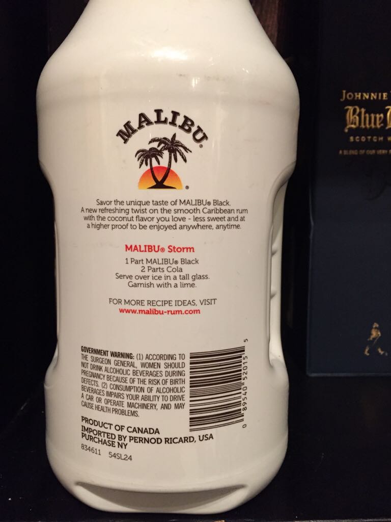 Malibu Black - Canada (1.75 L) alcohol collectible [Barcode 089540520155] - Main Image 2