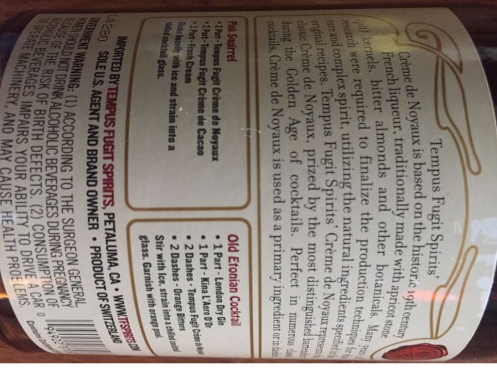 Crème de Noyaux - Tempus Fugit Spirits (750 mL) alcohol collectible [Barcode 094922370877] - Main Image 2