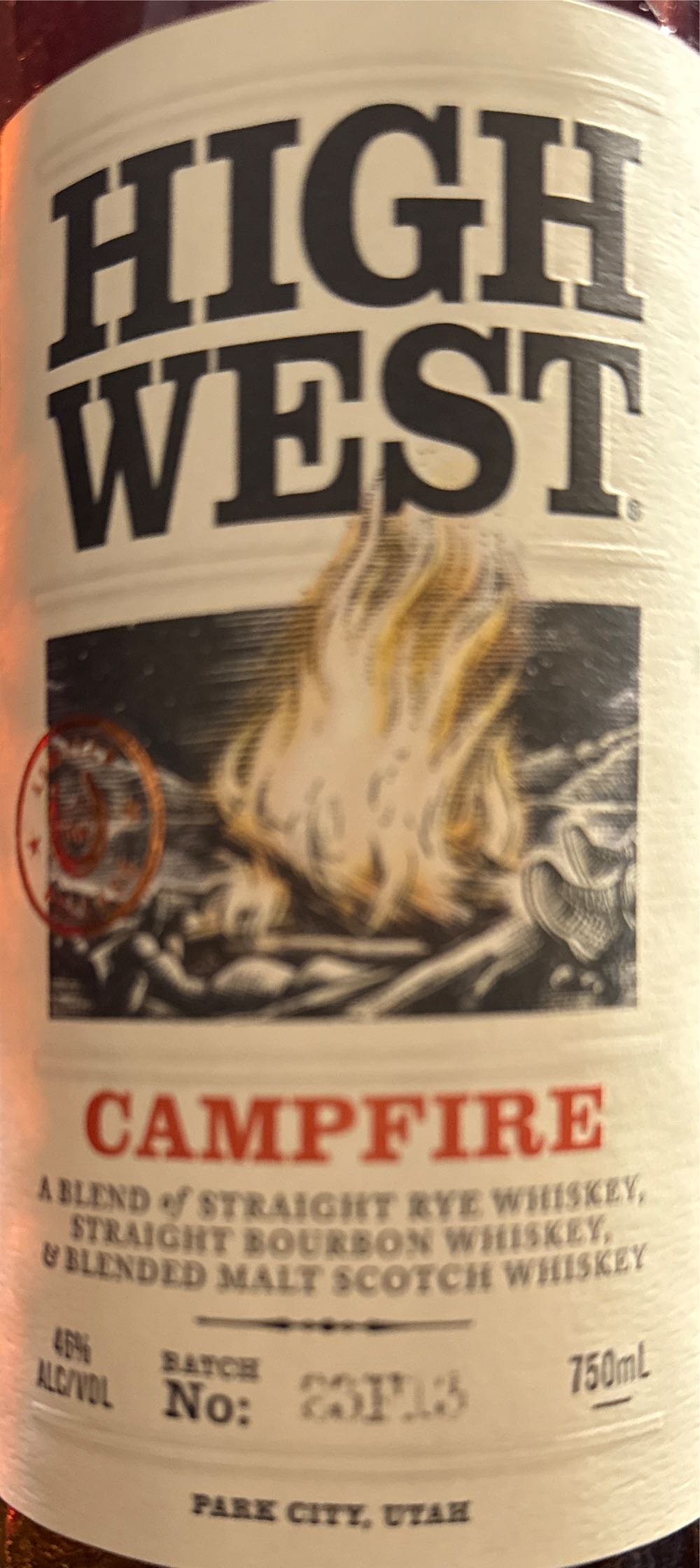High West Campfire  - (Bottled At) High West Distillery (750 mL) alcohol collectible [Barcode 094922381736] - Main Image 3