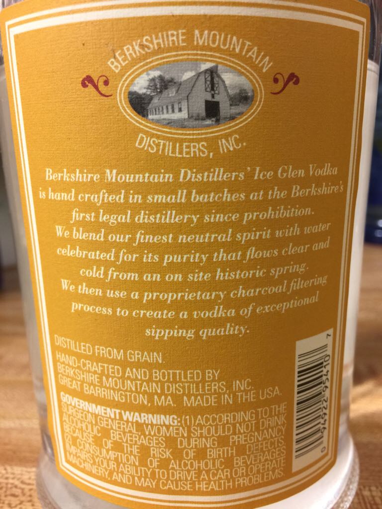 Ice Glen Vodka - Berkshire Mountain Distillers, Inc. (750 mL) alcohol collectible [Barcode 094922954107] - Main Image 2