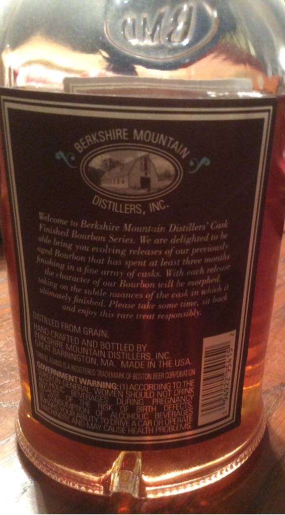 Berkshire Mountain Cask Finished Bourbon Whiskey - Berkshire Mountain Distillers, Inc. (750 mL) alcohol collectible [Barcode 094922954152] - Main Image 2