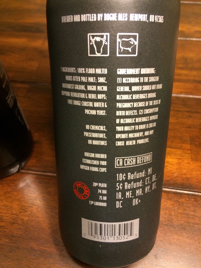 Rogue Imperial India Pale Ale - Rogue (750 mL) alcohol collectible [Barcode 095301130525] - Main Image 2