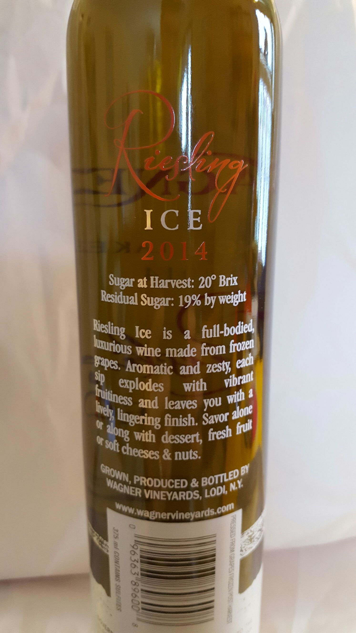 Riesling Ice 2014 - Wagner Vineyards alcohol collectible [Barcode 096363896008] - Main Image 2