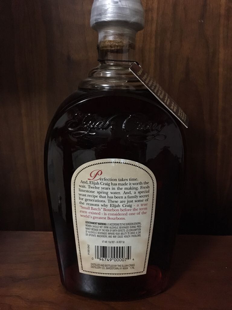 Elijah Craig Small Batch Bourbon Whiskey - Heaven Hill (1.75 mL) alcohol collectible [Barcode 096749000074] - Main Image 2