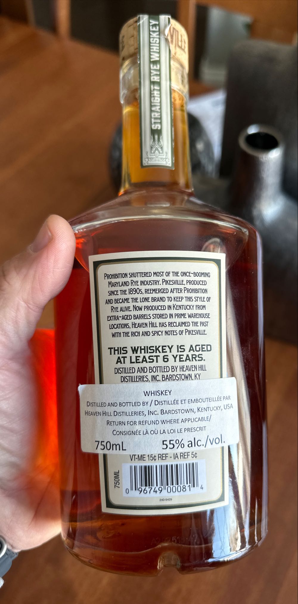 Pikesville Straight Rye Whiskey - Heaven Hill Distillery (750mL) alcohol collectible [Barcode 096749000814] - Main Image 4