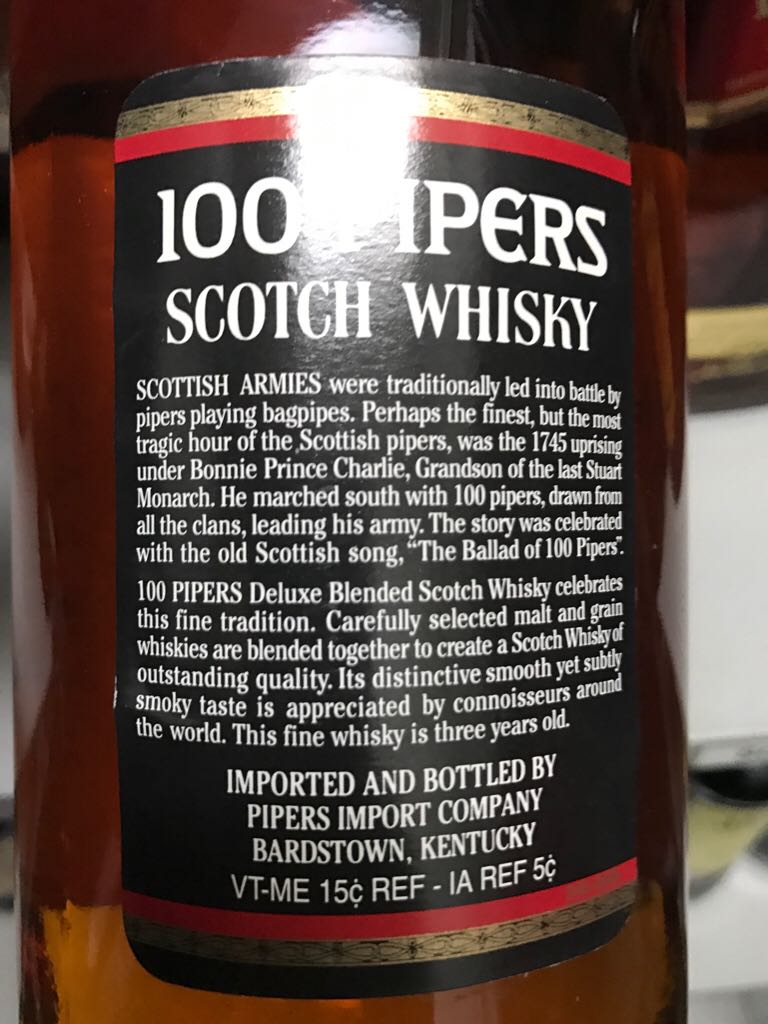 Scotch - Pipers (1L) alcohol collectible [Barcode 096749008445] - Main Image 2