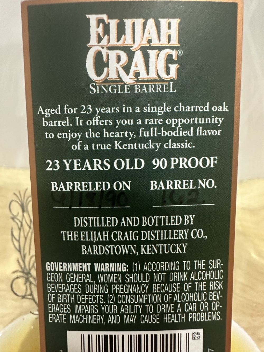 Elijah Craig 23 - Heaven Hill Distillery (750 mL) alcohol collectible [Barcode 096749010226] - Main Image 3