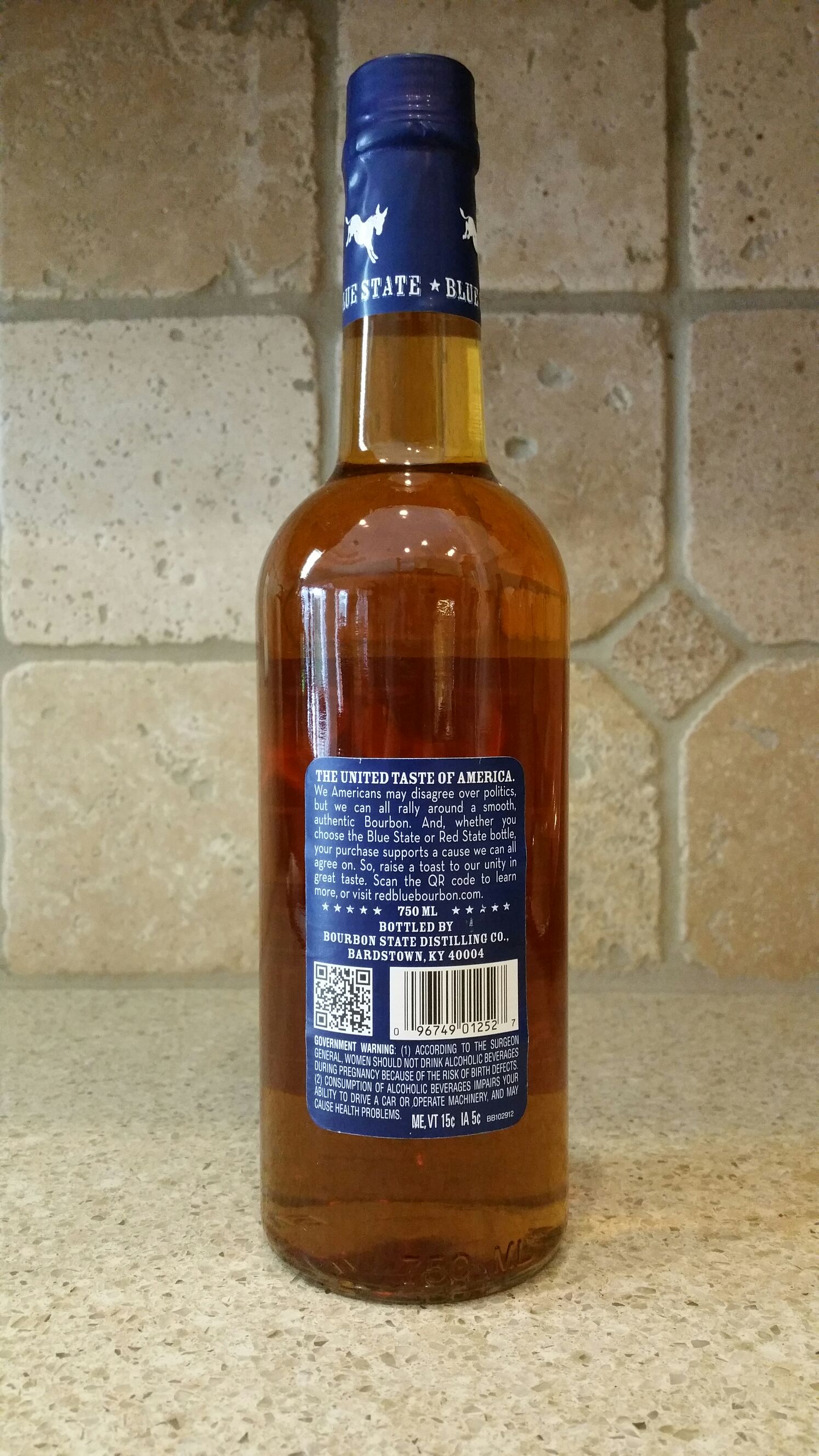 Blue State Whiskey - Bourbon State Distilling Co. (750 mL) alcohol collectible [Barcode 096749012527] - Main Image 2