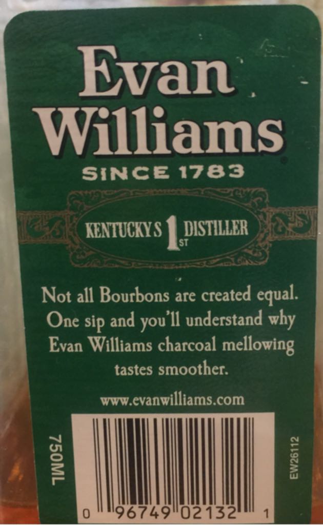 Evan Williams  - Old Evan Williams Distillery, Bardstown, KY (750 mL) alcohol collectible [Barcode 096749021321] - Main Image 2