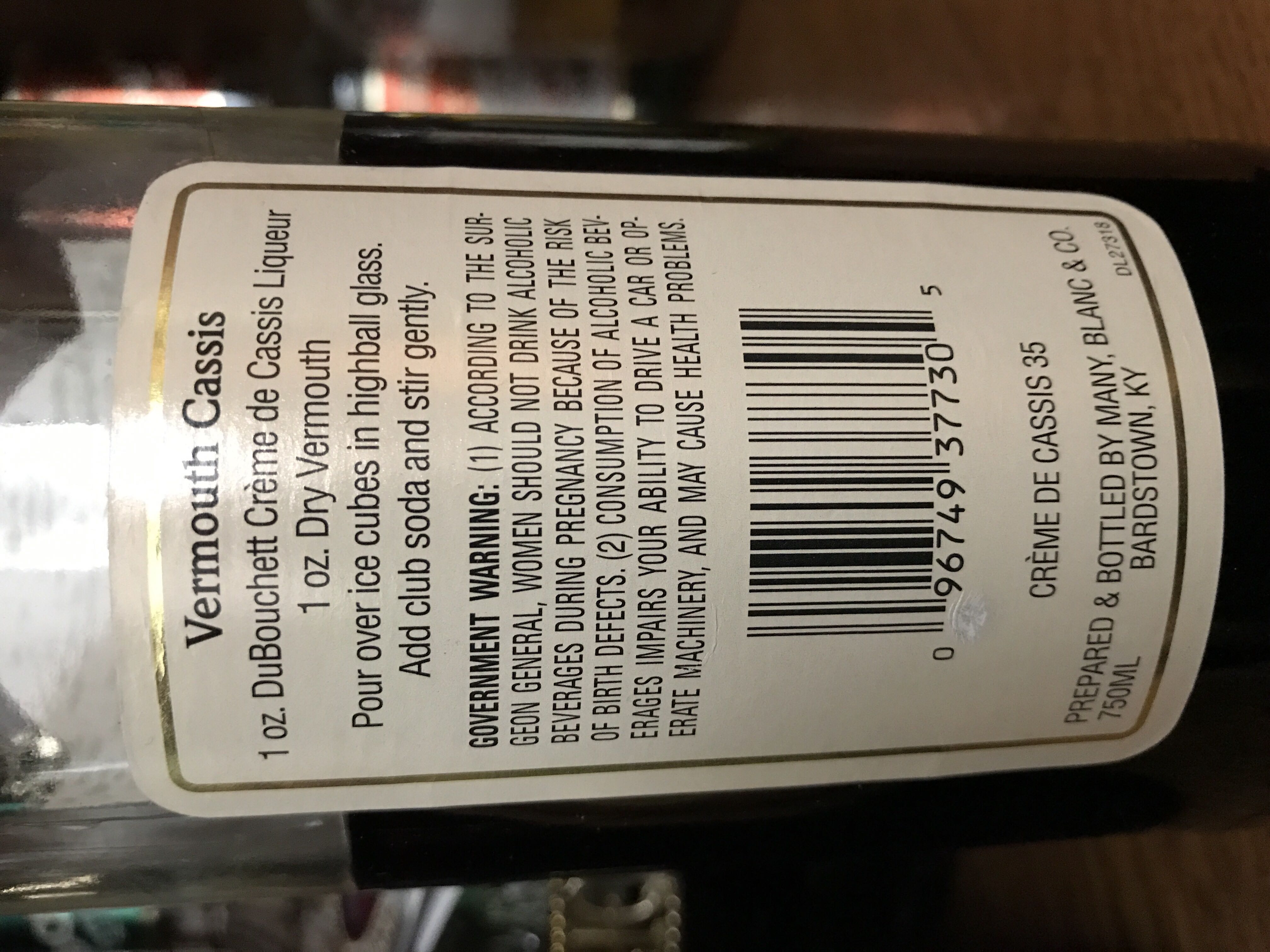 Liqueur Creme De Cassis - Dubouchett (750 mL) alcohol collectible [Barcode 096749377305] - Main Image 2