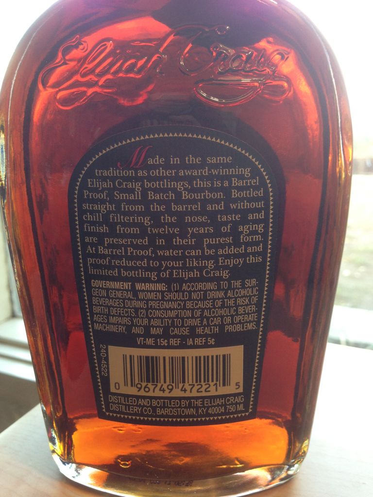 Elijah Craig 2016 12 yr Small Batch - The Elijah Craig Distillery Co. (750mL) alcohol collectible [Barcode 096749472215] - Main Image 2