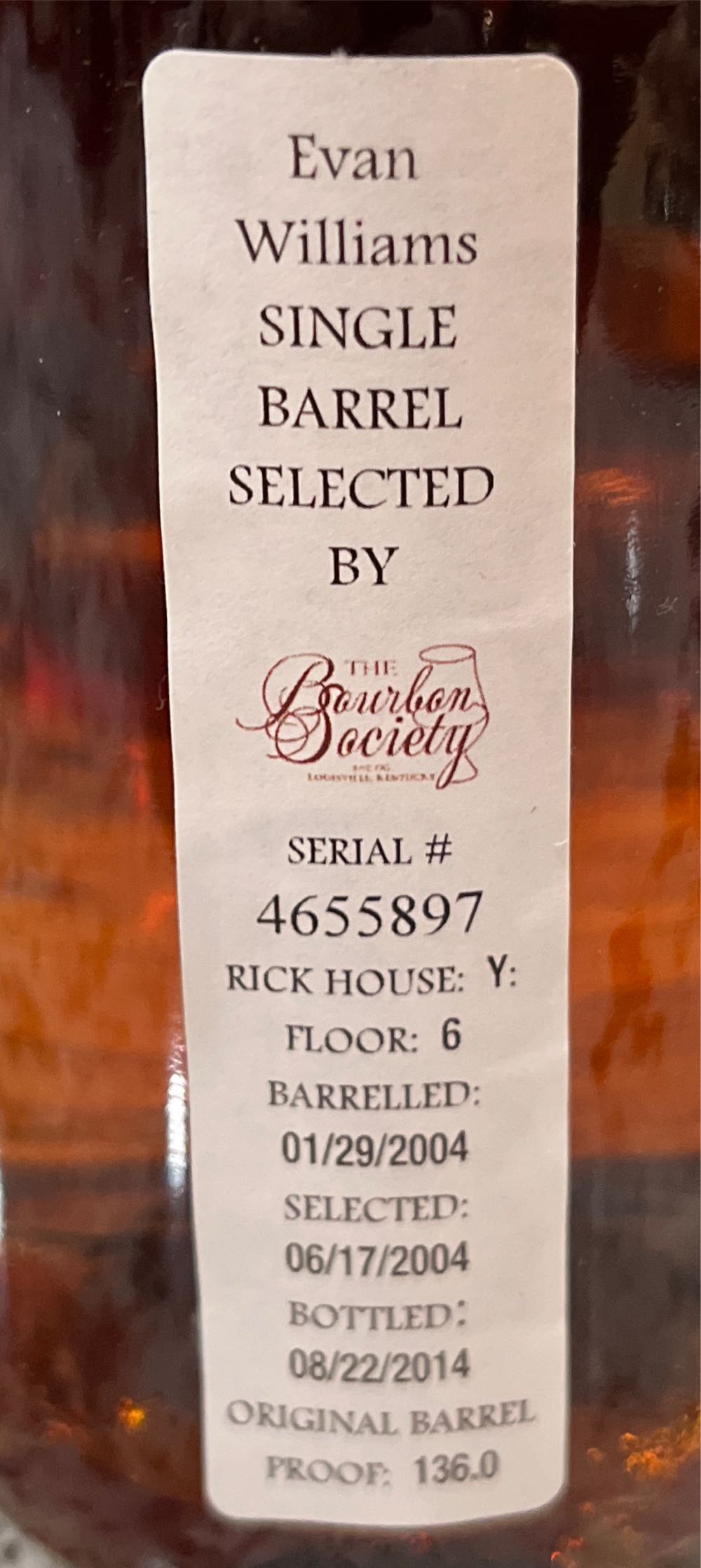 Evan Williams Single Barrel Vintage - Old Evan Williams Distillery (750 mL) alcohol collectible [Barcode 096749750016] - Main Image 3