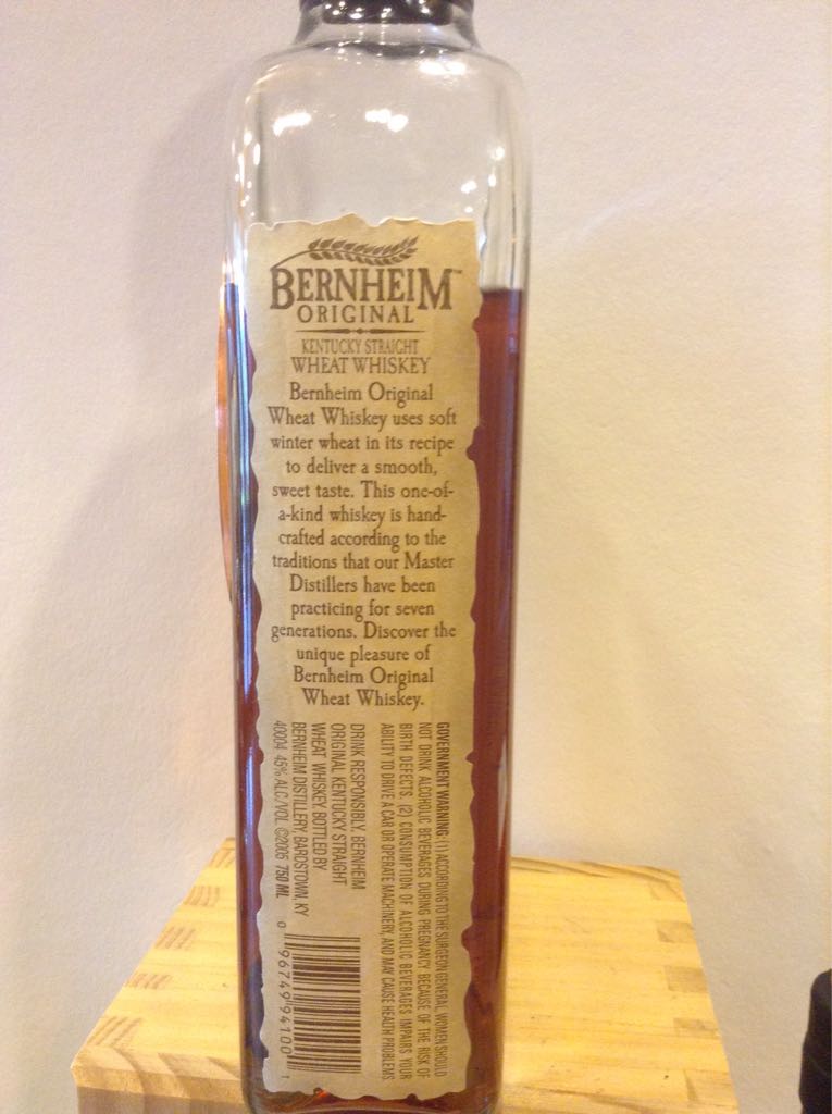 Bernheim Wheat Whiskey Small Batch - Heaven Hill Distillery (750mL) alcohol collectible [Barcode 096749941001] - Main Image 2