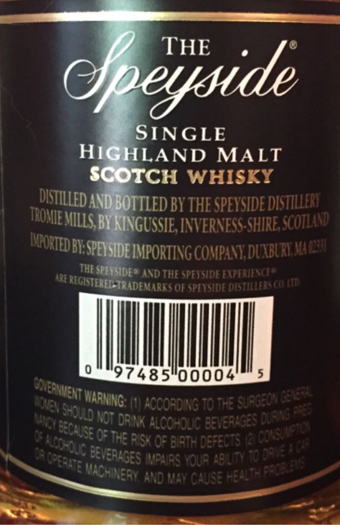 The Speyside - Speyside Distillery (750 mL) alcohol collectible [Barcode 097485000045] - Main Image 2