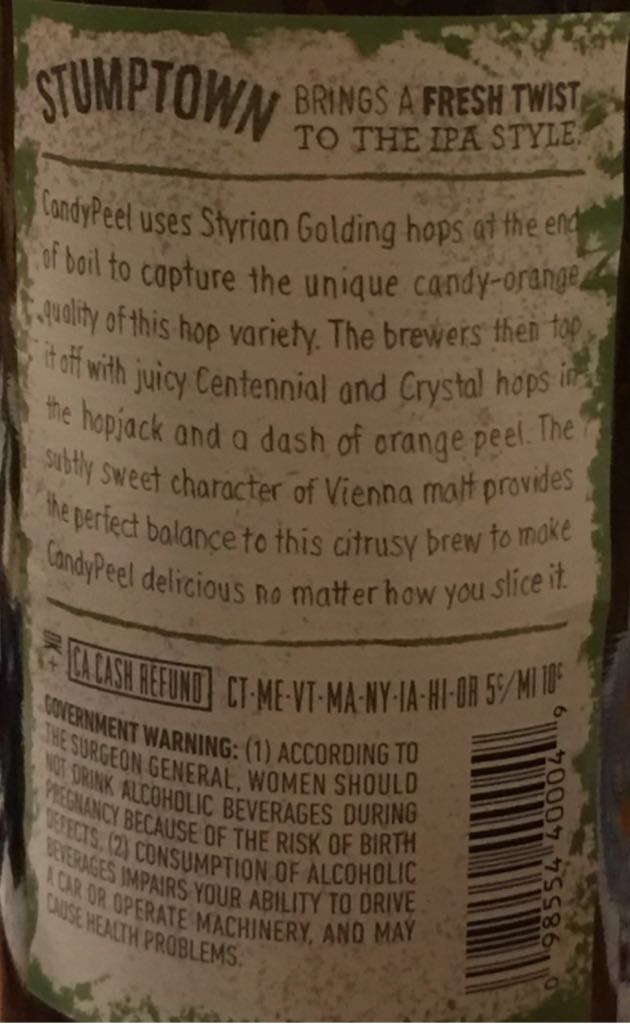 Candy Peel IPA - Bridgeport Brewing Co (22 fl. oz.) alcohol collectible [Barcode 098554400049] - Main Image 2