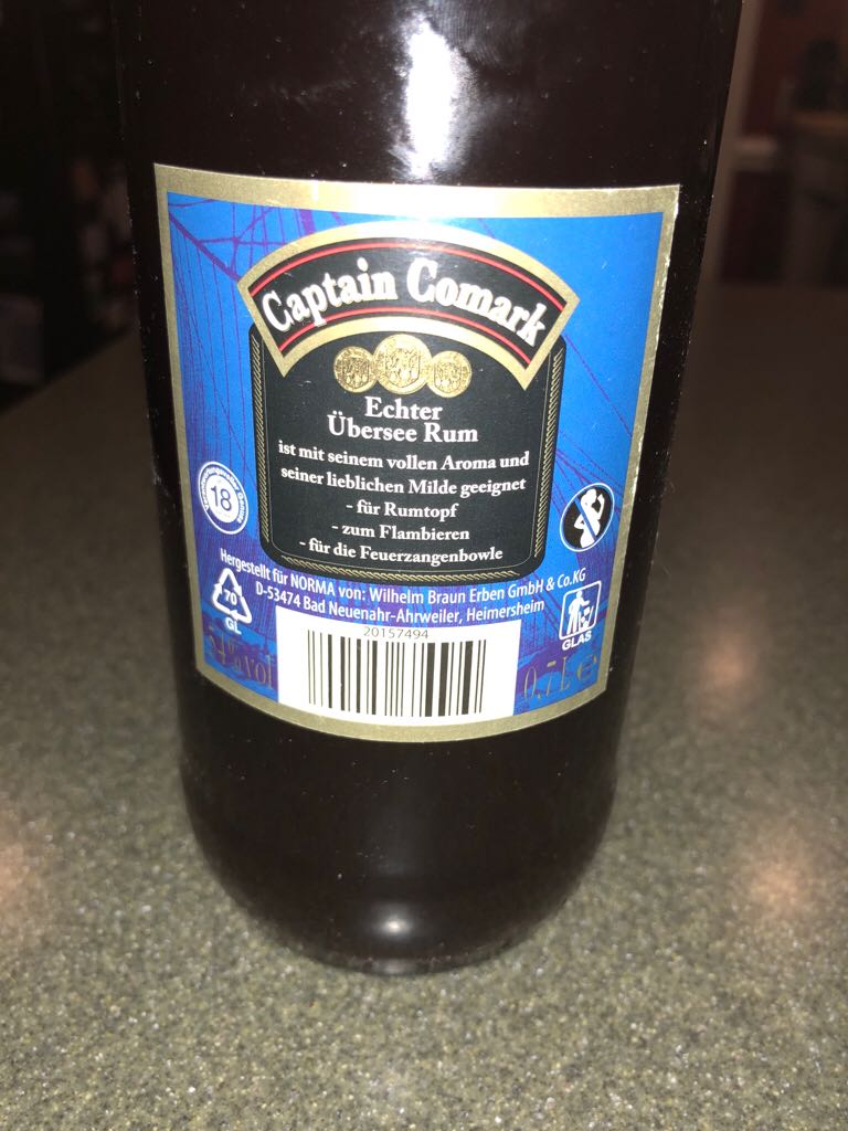 Captain Comark Rum - Wilhelm Braun Erben (.7L) alcohol collectible [Barcode 20157494] - Main Image 2