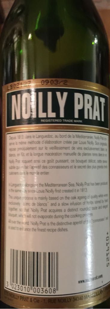 Dry Vermouth  - Noilly Prat (500 mL) alcohol collectible [Barcode 3023010003608] - Main Image 2