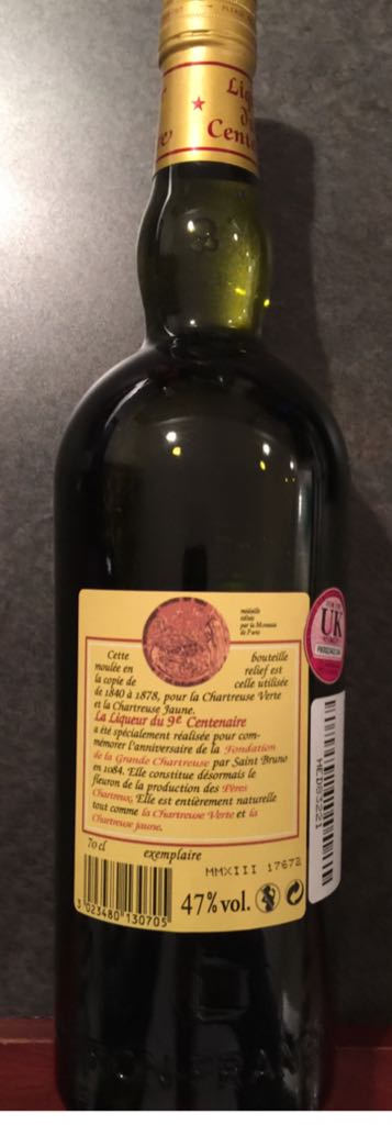 Chartreuse Liqueur du 9e Centenaire - Chartreuse Diffusion (700 mL) alcohol collectible [Barcode 3023480130705] - Main Image 2