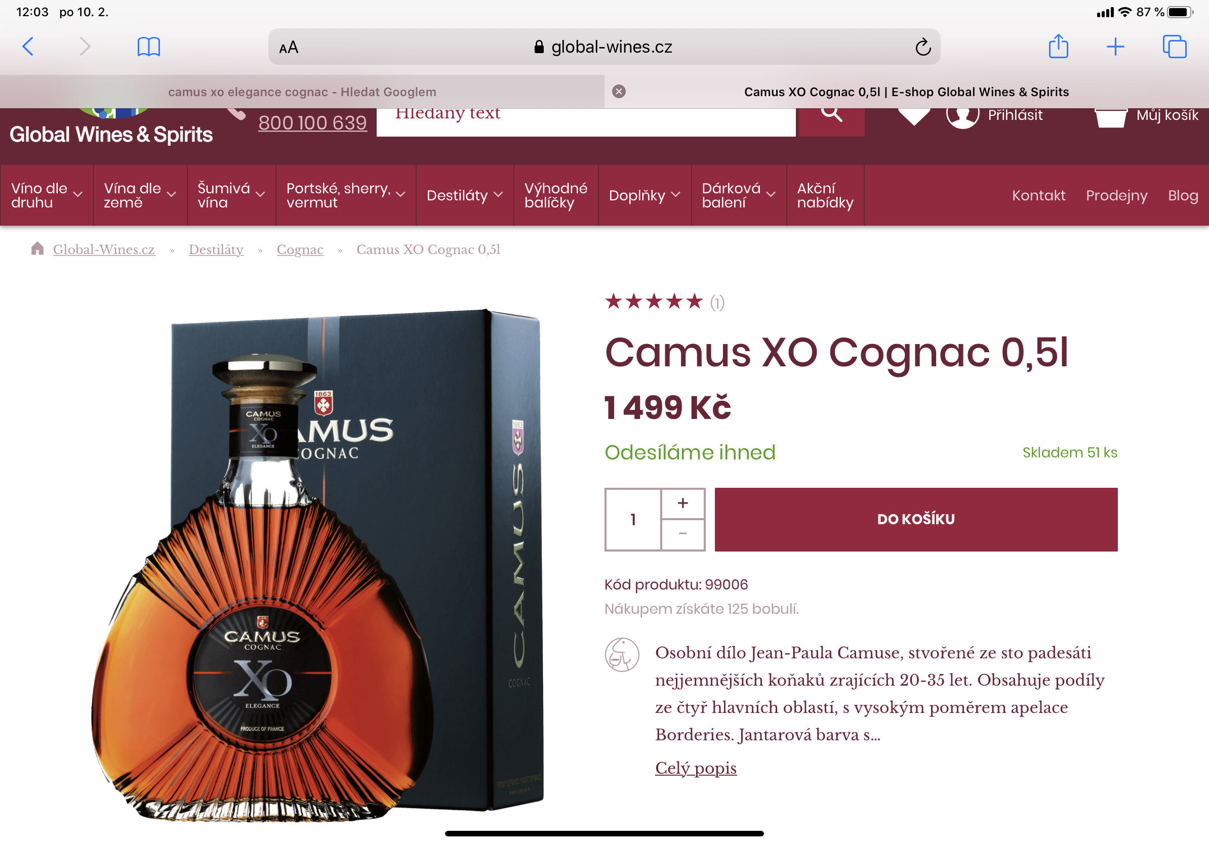 Camus XO Elegance Cognac 1 Liter 40% France - Camus-Cognac (700 mL) alcohol collectible [Barcode 3028130068803] - Main Image 3