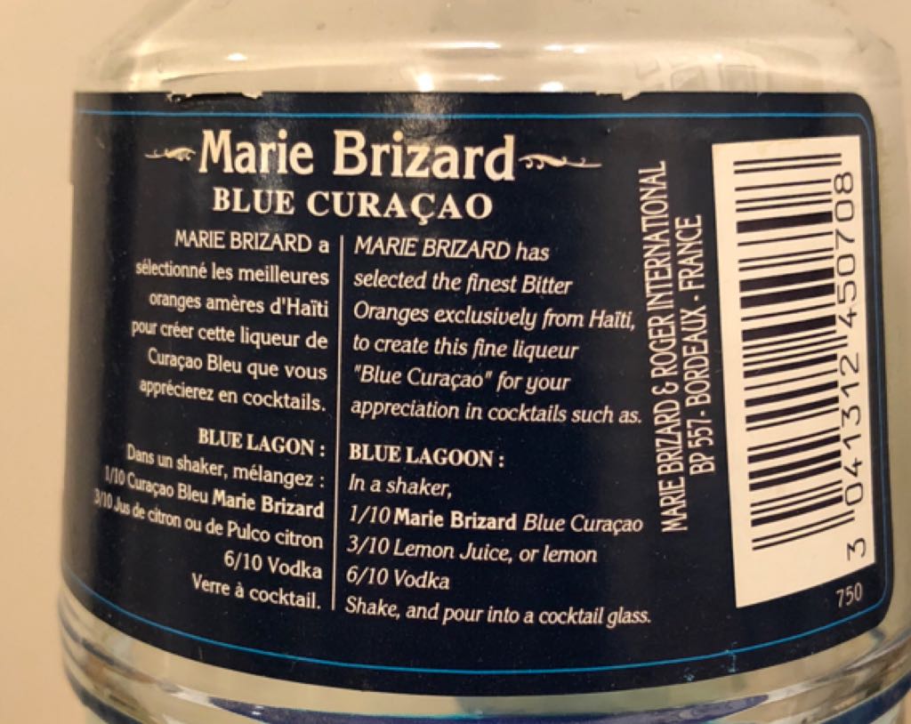 Mignonnette Marie Brizard Curacao Bleu - marie brizard (750 mL) alcohol collectible [Barcode 3041312450708] - Main Image 2
