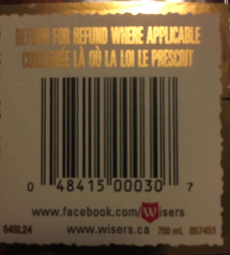 Wiser’s Deluxe  - J.P Wiser’s (750 mL) alcohol collectible [Barcode 048415000307] - Main Image 2