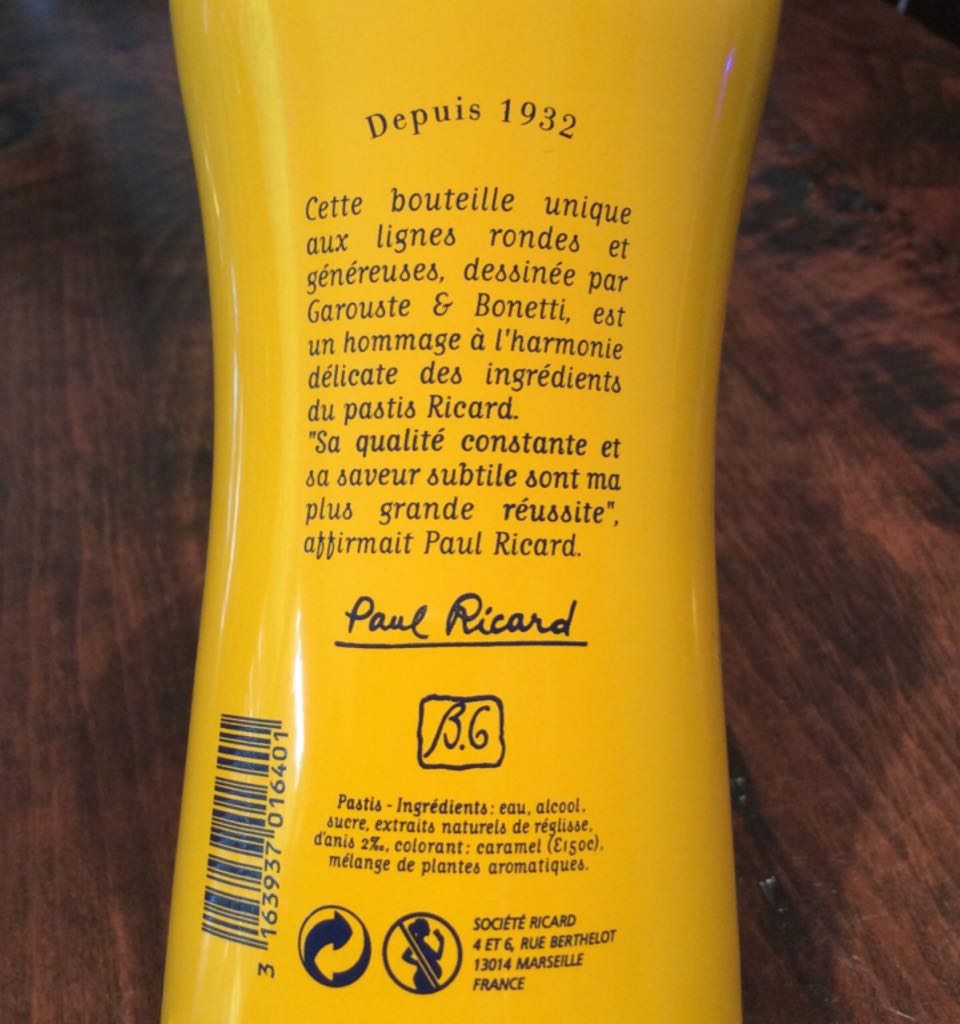 Pastis de Marseille - Ricard S.A. (700 mL) alcohol collectible [Barcode 3163937016401] - Main Image 2