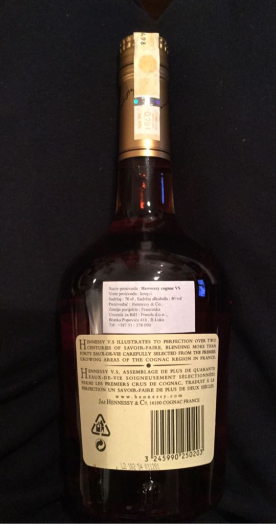 Cognac Hennesy Very Special  0,7 Liter - JAs Hennessy (750 mL) alcohol collectible [Barcode 3245990250203] - Main Image 2