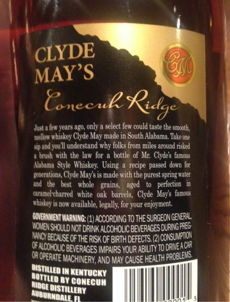 Clyde Mays Conecuh Ridge - Conecuh Ridge Distillery (750 mL) alcohol collectible [Barcode 056160000015] - Main Image 2