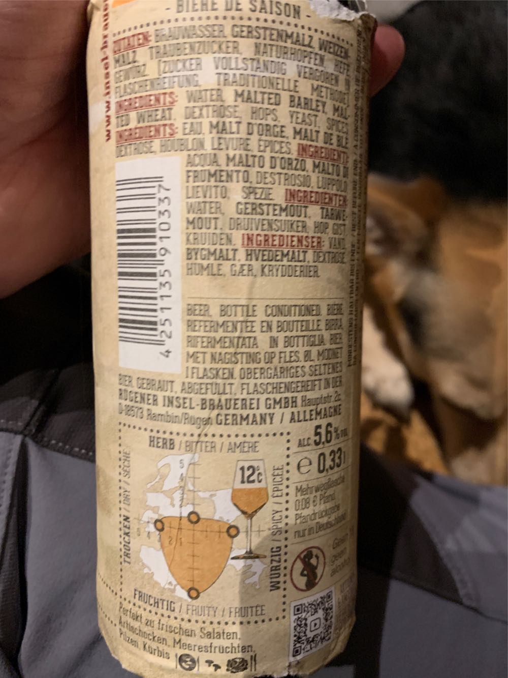 Insel Saison  - Rügener Inselbrauerei (330 mL) alcohol collectible [Barcode 4251135910337] - Main Image 2