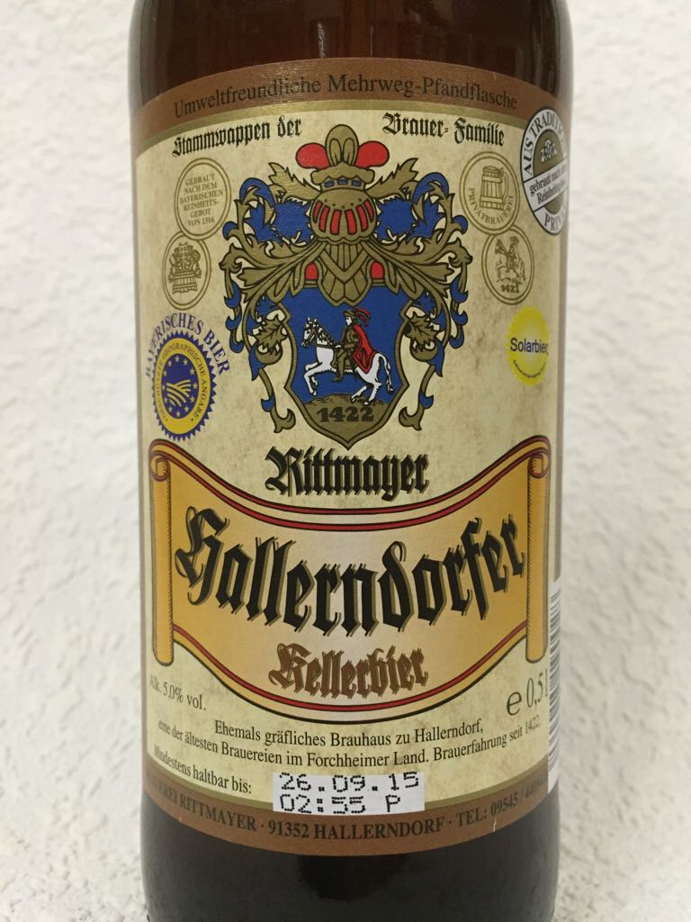 Hallerndorfer - Kellerbier  - Brauerei Rittmayer, Hallerndorf (500 mL) alcohol collectible [Barcode 4260015190028] - Main Image 2