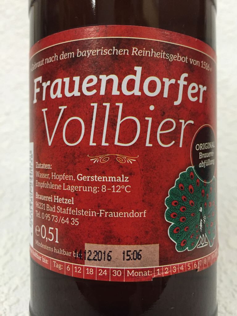 Frauendorfer Vollbier - Brauerei Hetzel, Staffelstein-Frauendorf (500 mL) alcohol collectible [Barcode 4260380240038] - Main Image 2