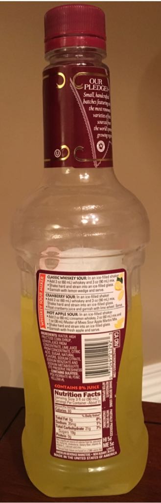 Whiskey Sour Mixer - Master Of Mixes (1L) alcohol collectible [Barcode 070491212923] - Main Image 2