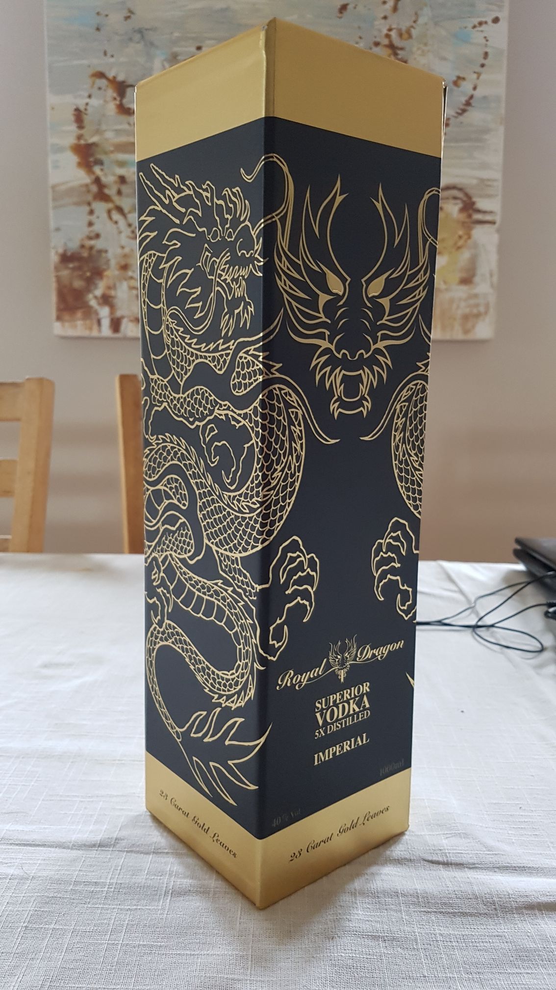 Royal Dragon Superior Vodka Imperial - With 23 Carat gold leaves Dragon Vodka 1l Lithuania - Royal dragon (1000mL) alcohol collectible [Barcode 4897038110346] - Main Image 2