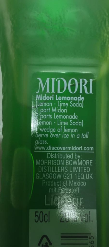 Mindori Melon Liqueur - Morrison & Mackay Ltd (500 mL) alcohol collectible [Barcode 4901777020665] - Main Image 2