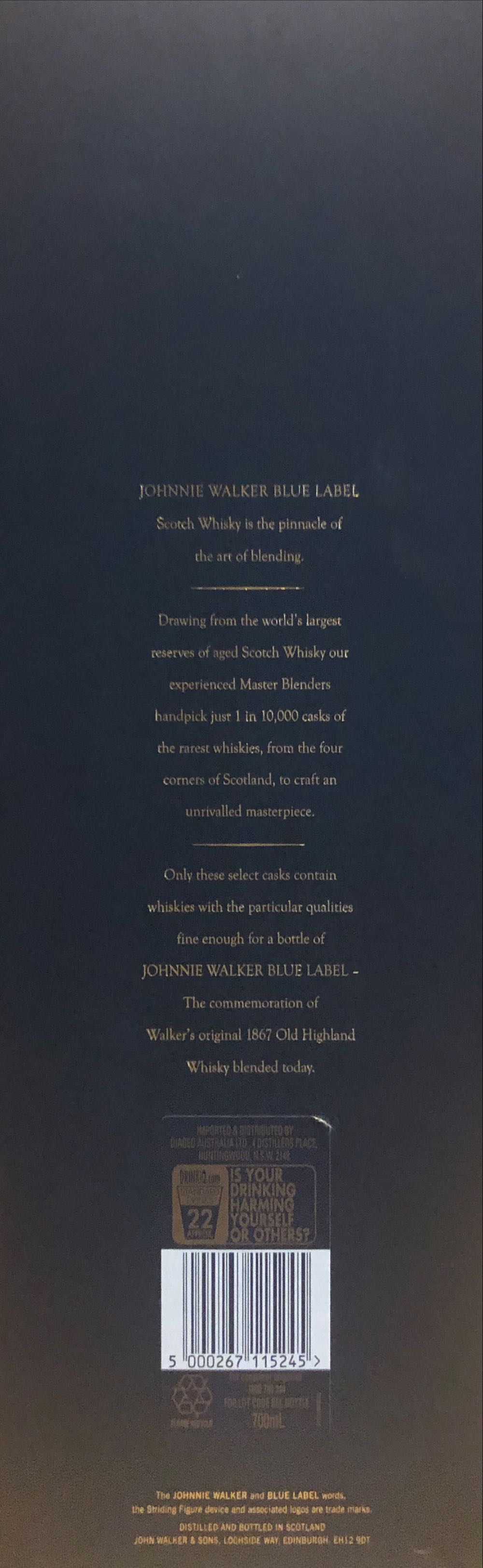 Johnnie Walker Blue Label  - Johnnie Walker (700 mL) alcohol collectible [Barcode 5000267115245] - Main Image 4