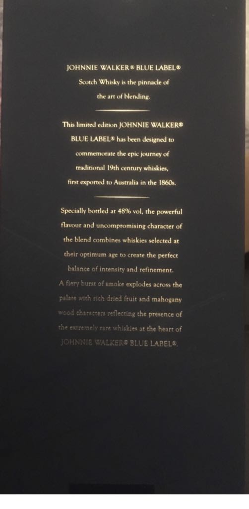 Johnnie Walker Blue Label Commemorative Edition - Johnny Walker & Sons (750 mL) alcohol collectible [Barcode 5000267121338] - Main Image 2