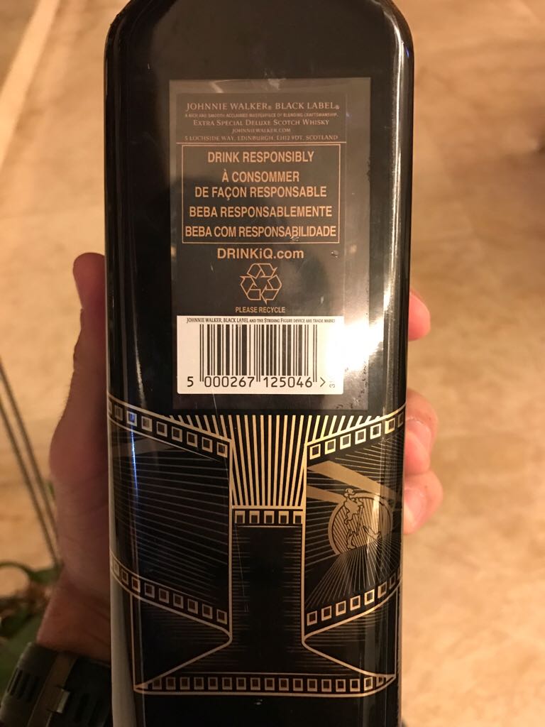 Johnnie Walker Whisky Black Label Art Deco 1L Full and - Jhonnie Walker (1000 mL) alcohol collectible [Barcode 5000267125046] - Main Image 2