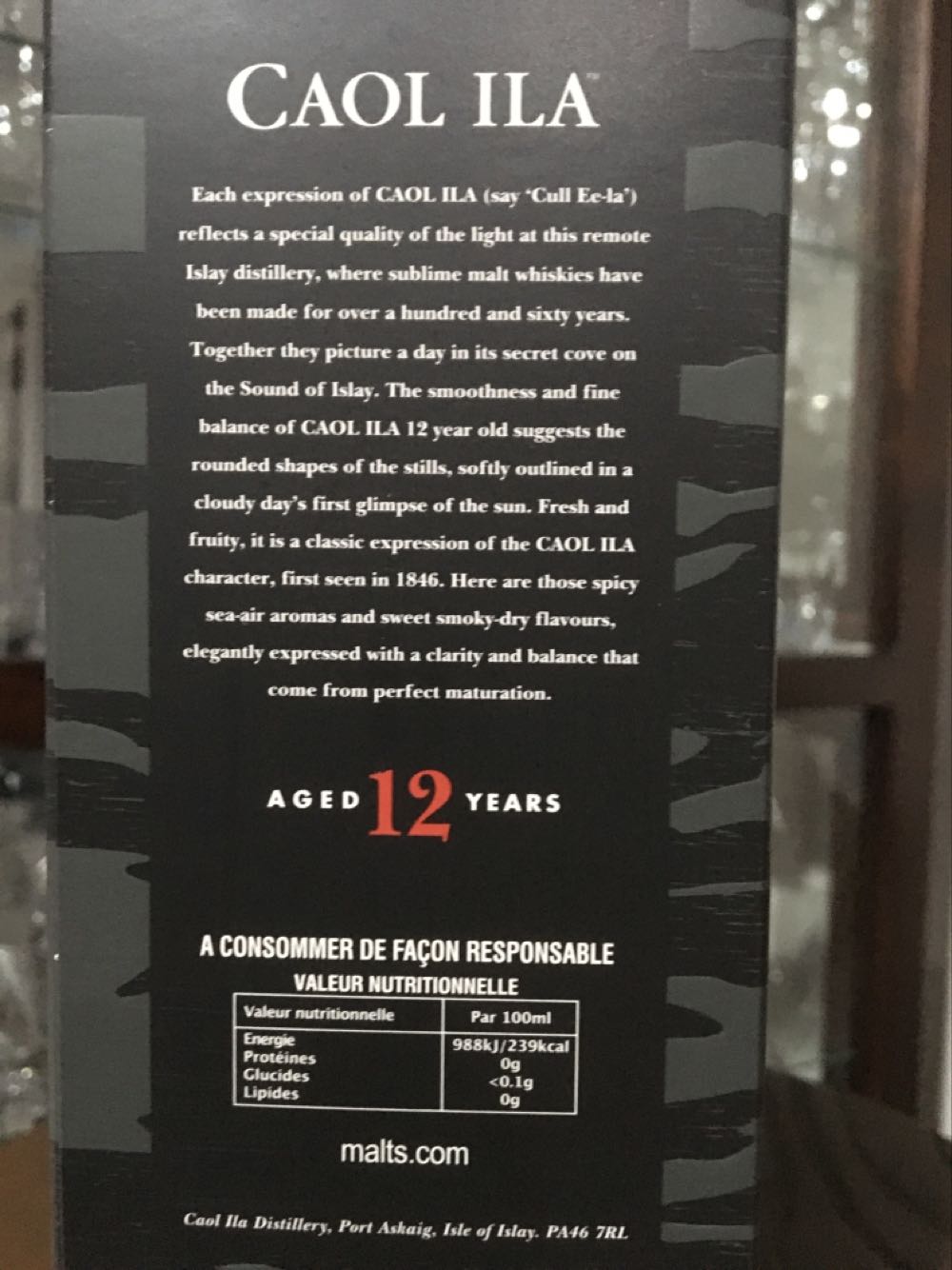 Caol Ila 12yr Old - Caol Ila Distillery (700 mL) alcohol collectible [Barcode 5000281016290] - Main Image 4