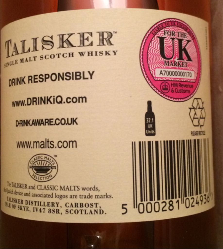 Talisker 30 (2009) - The Talisker Distillery (700 mL) alcohol collectible [Barcode 5000281024936] - Main Image 2