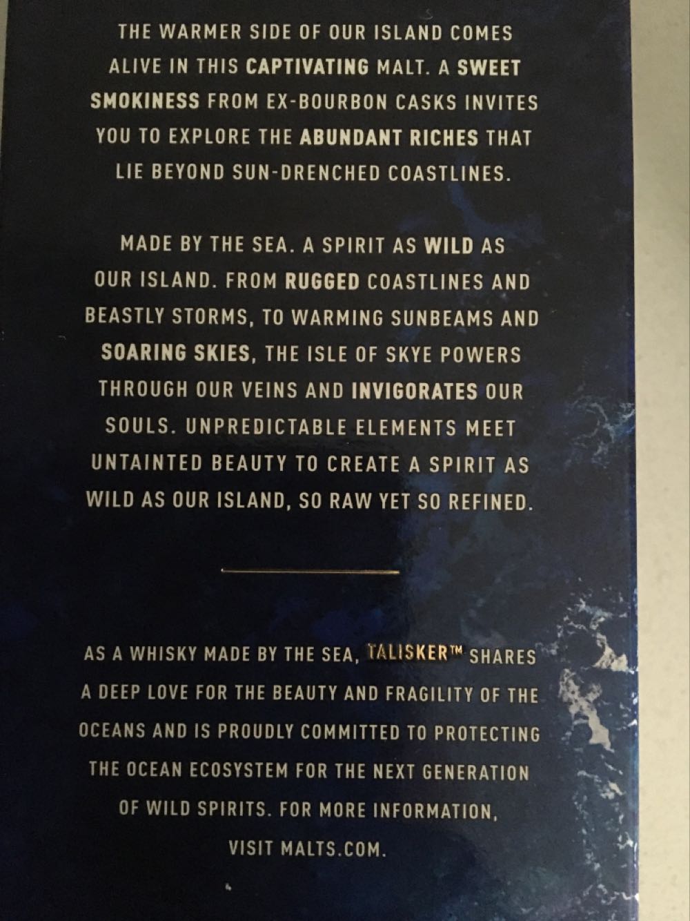 Talisker Skye - Talisker Distillery (700 mL) alcohol collectible [Barcode 5000281038094] - Main Image 4