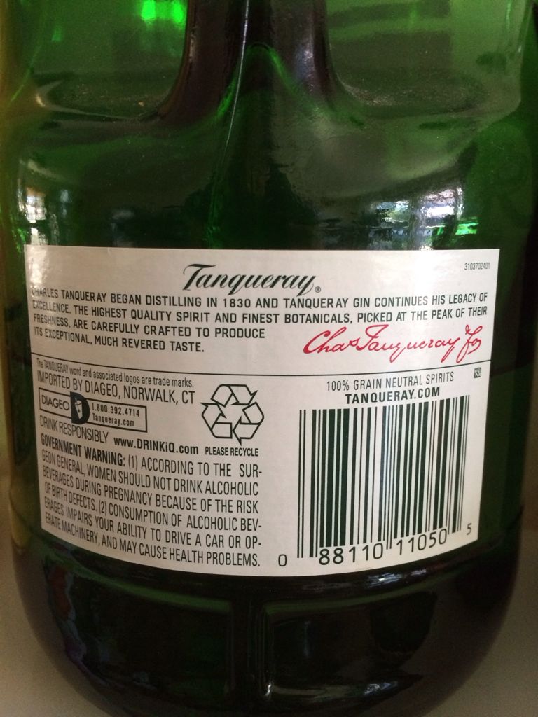 Tanqueray Gin - Charles Tanqueray & Co. (1 L) alcohol collectible [Barcode 5000291020805] - Main Image 2