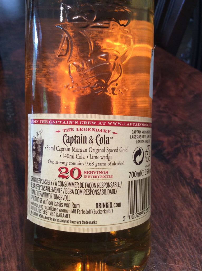 Captain Morgan Original Spiced Gold - Captain Morgan Rum Distillers (700 mL) alcohol collectible [Barcode 5000299223017] - Main Image 2