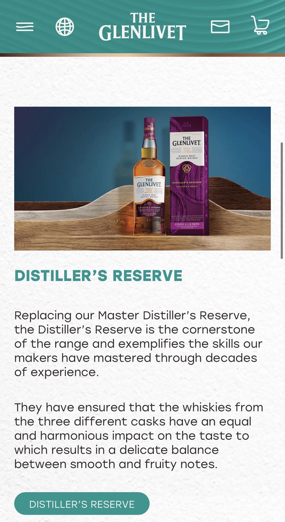 GLENLIVET Distiller’s Reserve Triple Cask Matured Single Malt Scotch Whisky - The Glenlivet Distillery (1000 mL) alcohol collectible [Barcode 5000299226759] - Main Image 4