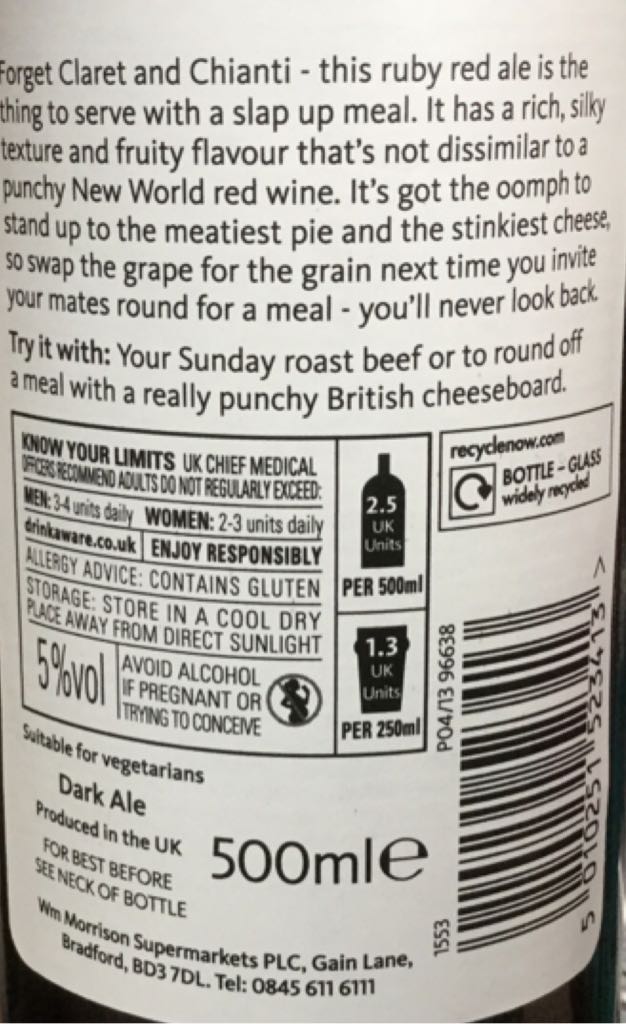 Dark Ale - Everards (500 mL) alcohol collectible [Barcode 5010251523413] - Main Image 2