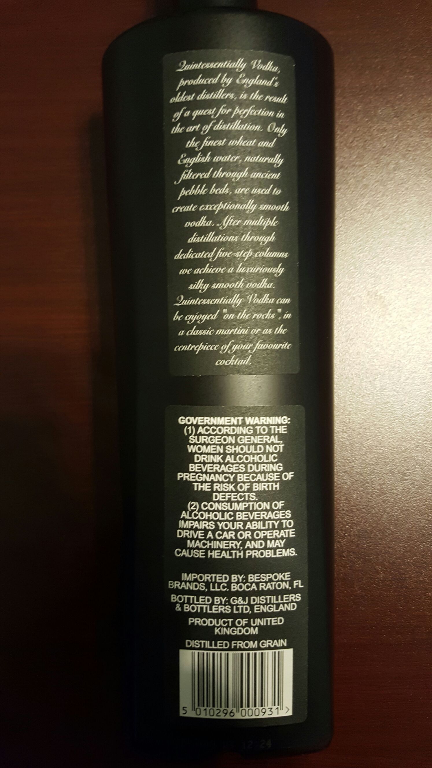 Quintessentially Vodka - Quintessentially Spirits (750) alcohol collectible [Barcode 5010296000931] - Main Image 2