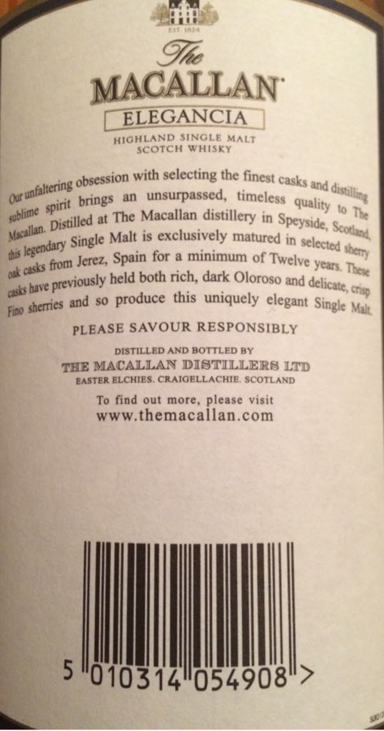 Elegancia - The Macallan Distillers (1L) alcohol collectible [Barcode 5010314054908] - Main Image 2